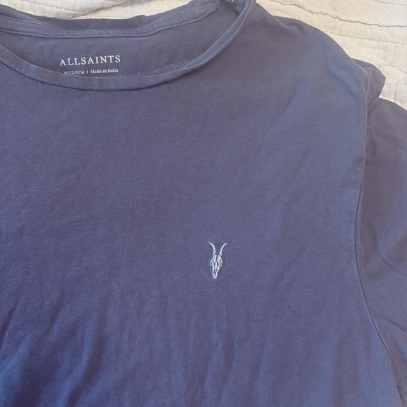 All Saints Men's Dark Blue Tee - Picture 2 of 4